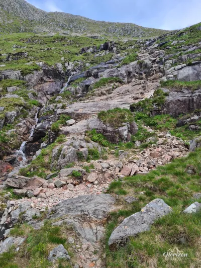 Descente très raide par endroits