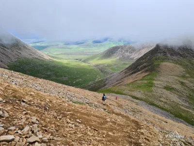 Descente très raide et technique de Beinn Dearg Mhor Descente très raide et technique de Beinn Dearg Mhor