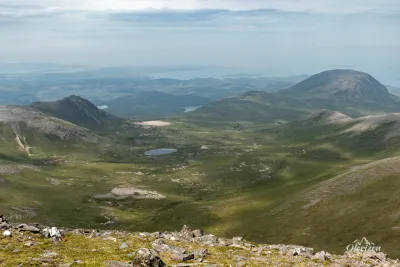 Vue à l'ouest depuis le premier sommet de An Teallach, Bidein a'Ghlas Thuil Vue à l'ouest depuis le premier sommet de An Teallach, Bidein a'Ghlas Thuil