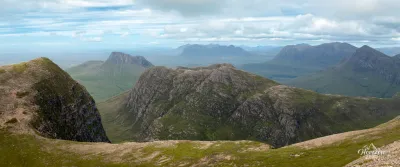 De gauche à droite, Sgurr an Fhidhleir, Stac Pollaidh, Beinn An Eoin, Suilven, Cul Mor et Cul Beag De gauche à droite, Sgurr an Fhidhleir, Stac Pollaidh, Beinn An Eoin, Suilven, Cul Mor et Cul Beag