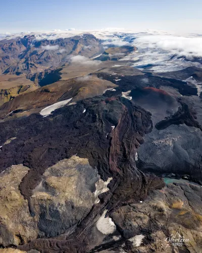 Coulée de lave de Móði et Magni (vue drone)