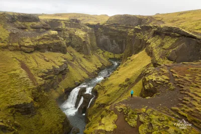 Skógá Waterfall Way (drone shot)