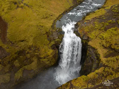 Skógá Waterfall Way (drone shot)