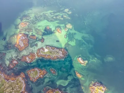 Turquoise waters on the coast (drone shot) Turquoise waters on the coast (drone shot)